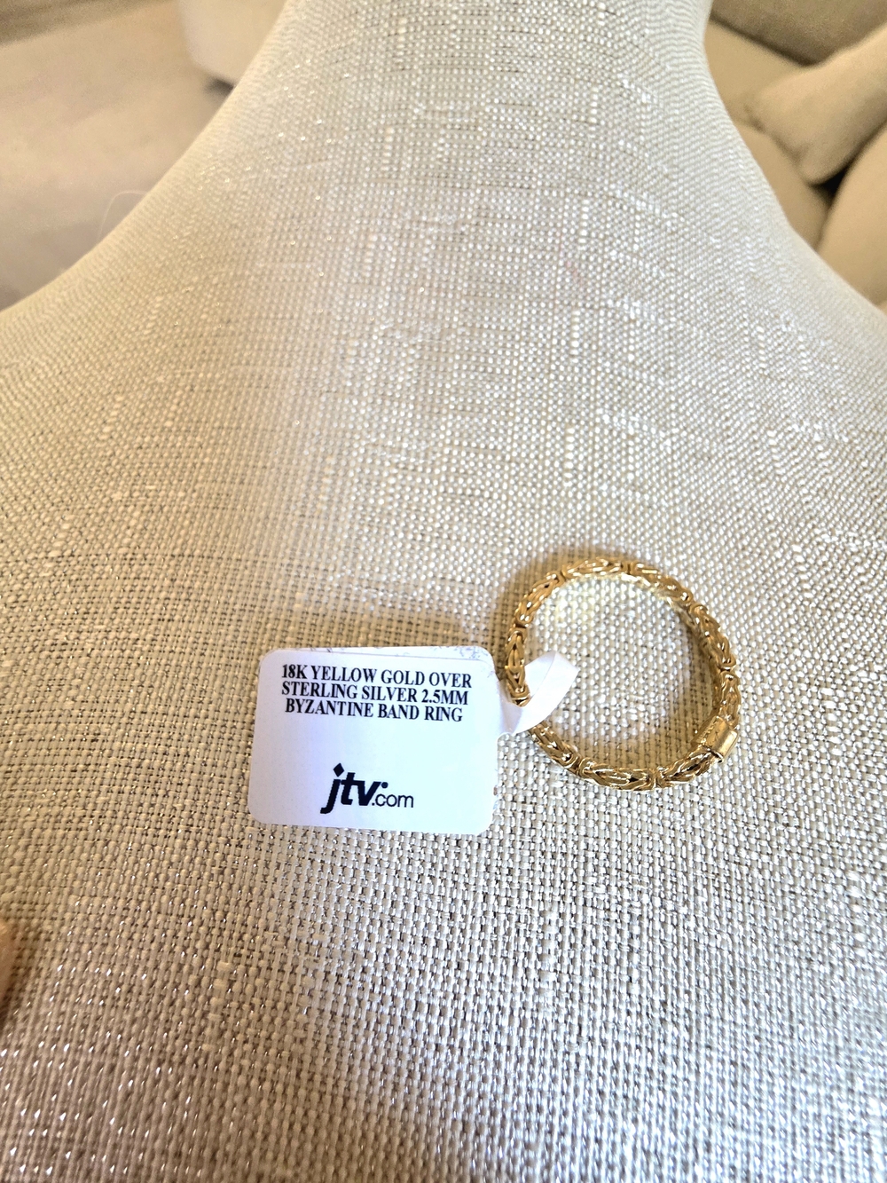JTV 18K Yellow Gold Over Sterling Silver 2.5mm Byzantine Band Ring - Size 12.5 - Picture 4 of 12